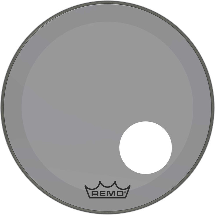 Remo - P3-1320-CT-SMOH - Powerstroke 3 Colortone bass drumhead, smoke, 20", with 5" offset hole