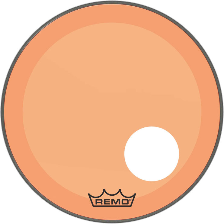 Remo - P3-1320-CT-OGOH - Powerstroke 3 Colortone bass drumhead, orange, 20", with 5" offset hole