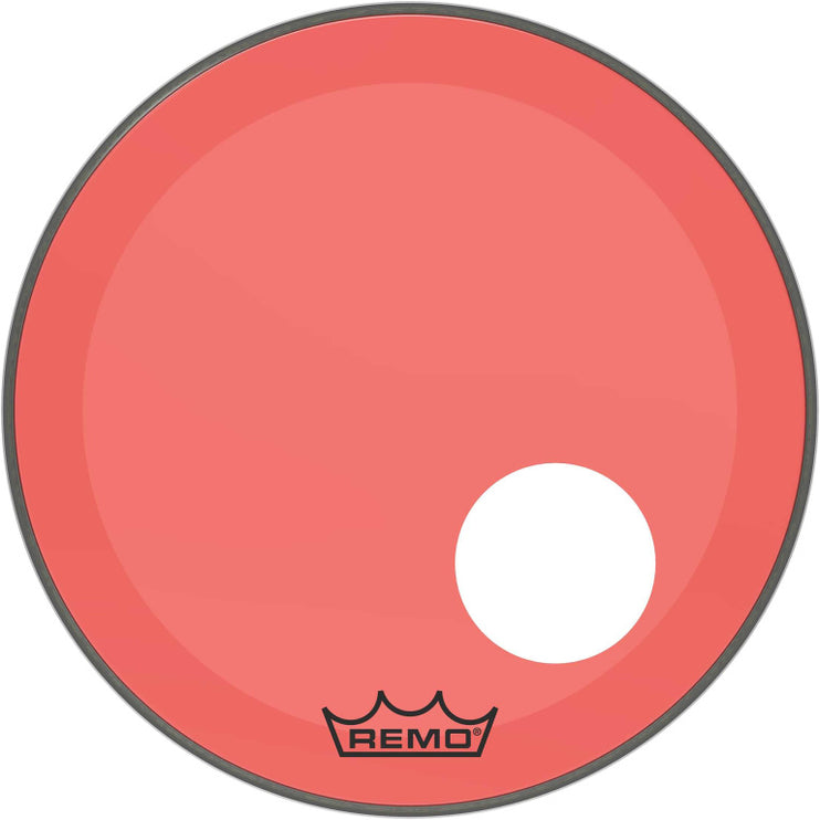 Remo - P3-1320-CT-RDOH - Powerstroke 3 Colortone bass drumhead, red, 20", with 5" offset hole