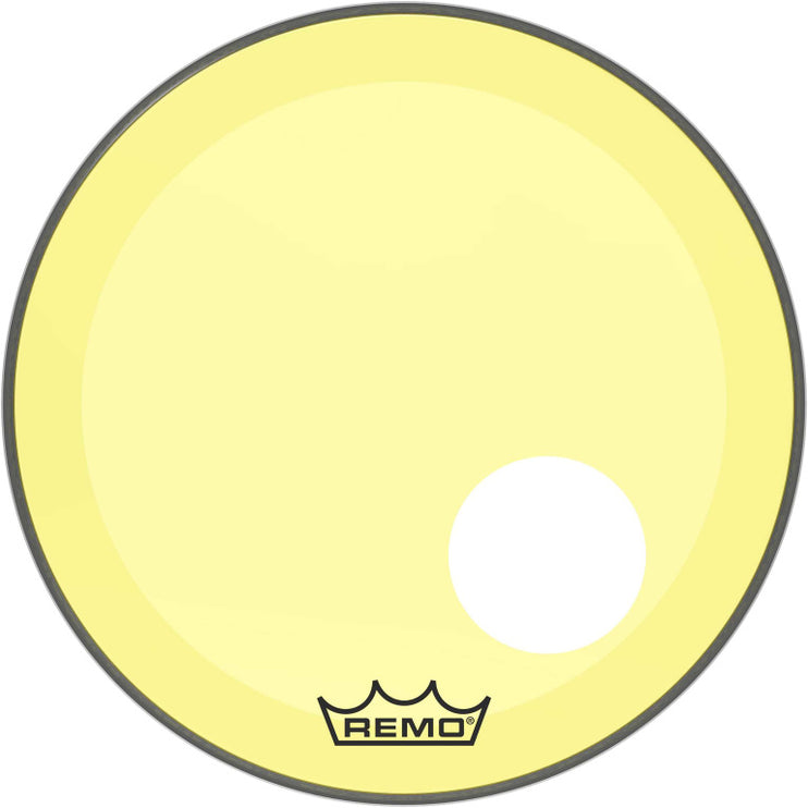 Remo - P3-1320-CT-YEOH - Powerstroke 3 Colortone bass drumhead, yellow, 20", with 5" offset hole