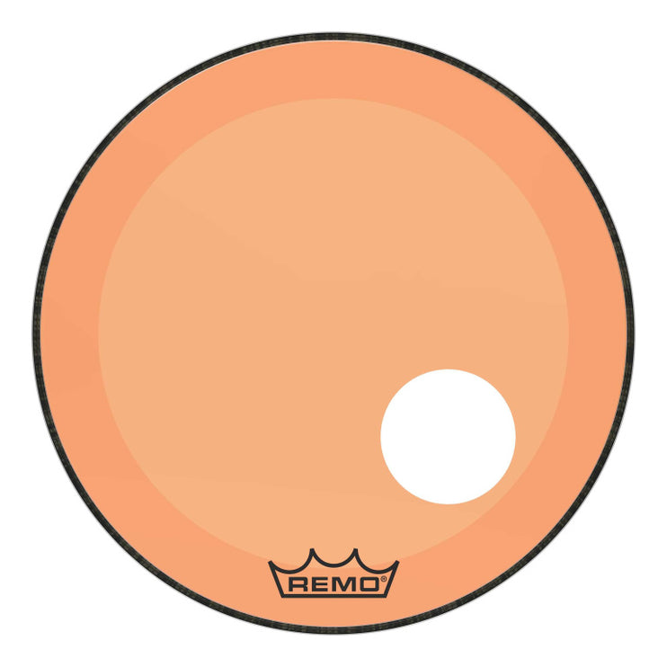 Remo - P3-1322-CT-OGOH - Powerstroke 3 Colortone bass drumhead, orange, 22", with 5" offset hole