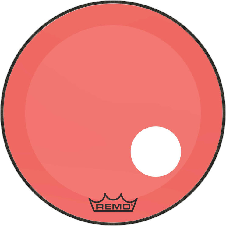 Remo - P3-1322-CT-RDOH - Powerstroke 3 Colortone bass drumhead, red, 22", with 5" offset hole