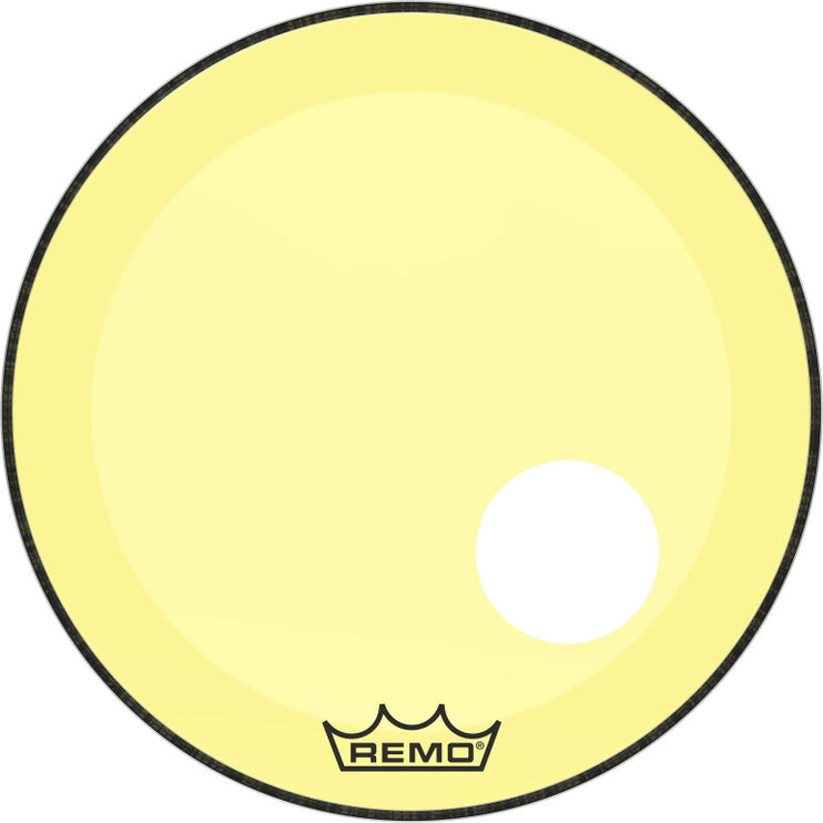 Remo - P3-1322-CT-YEOH - Powerstroke 3 Colortone bass drumhead, yellow, 22", with 5" offset hole
