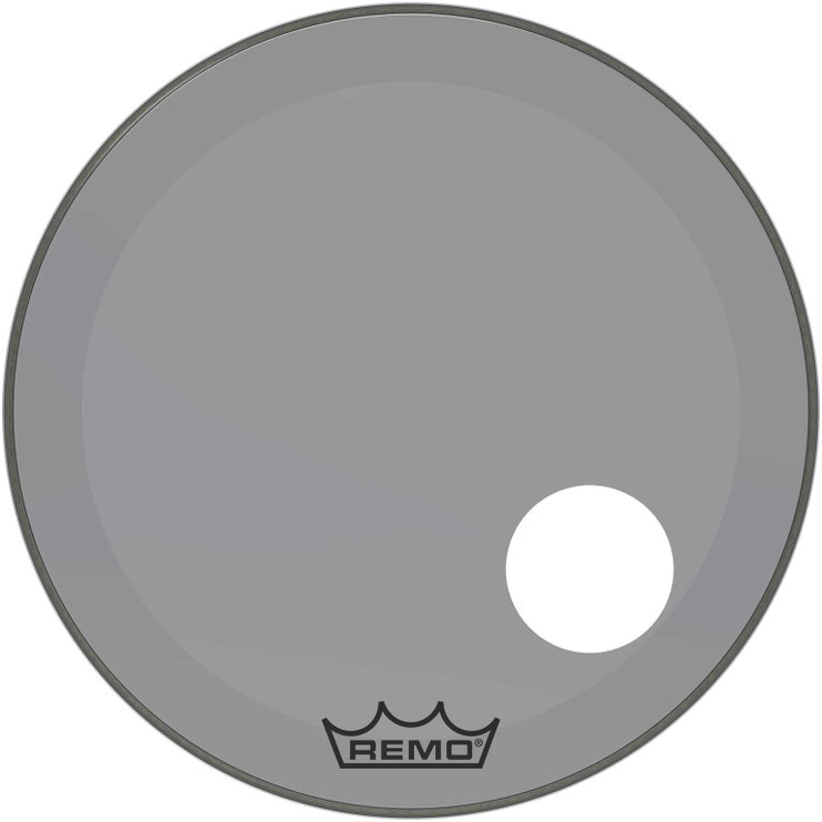 Remo - P3-1324-CT-SMOH - Powerstroke 3 Colortone bass drumhead, smoke, 24", with 5" offset hole