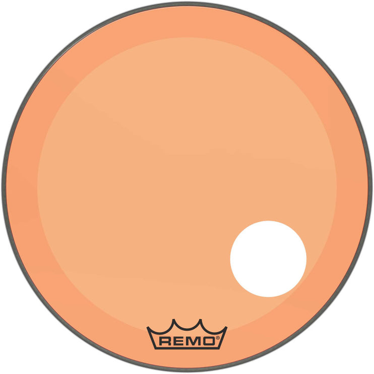 Remo - P3-1324-CT-OGOH - Powerstroke 3 Colortone bass drumhead, orange, 24", with 5" offset hole