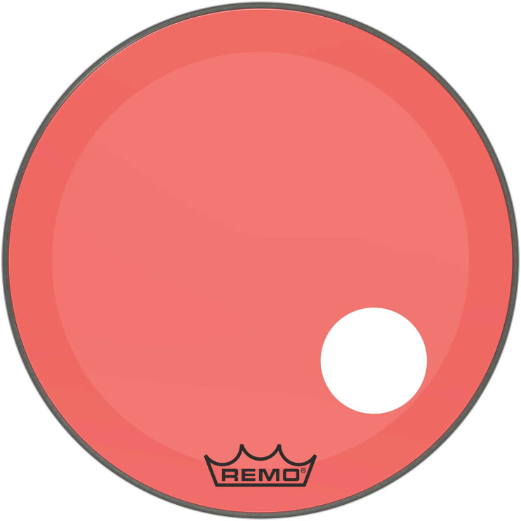 Remo - P3-1324-CT-RDOH - Powerstroke 3 Colortone bass drumhead, red, 24", with 5" offset hole