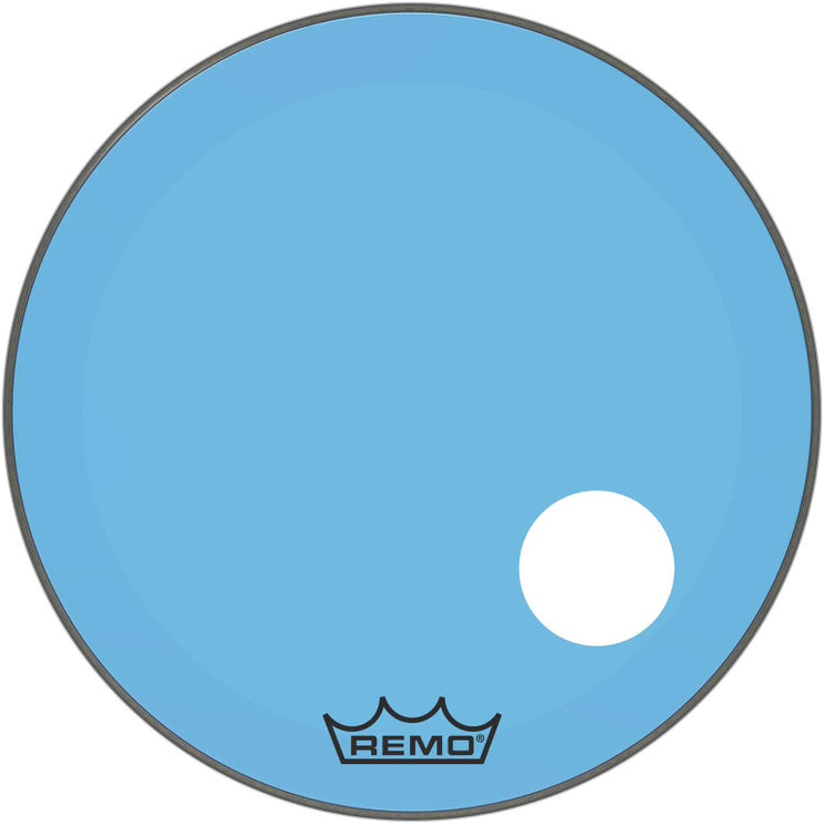 Remo - P3-1326-CT-BUOH - Powerstroke 3 Colortone bass drumhead, blue, 26", with 5" offset hole