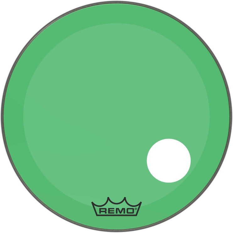 Remo - P3-1326-CT-GNOH - Powerstroke 3 Colortone bass drumhead, green, 26", with 5" offset hole