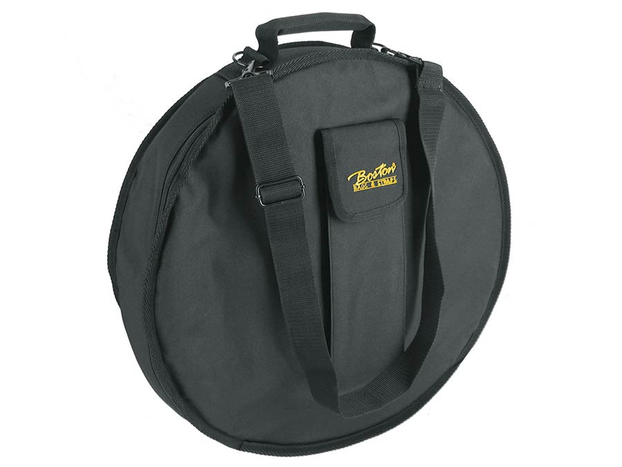 bodhran gig bag, black cordura, 10 mm. padded, with strap and accessory pocket, 18"