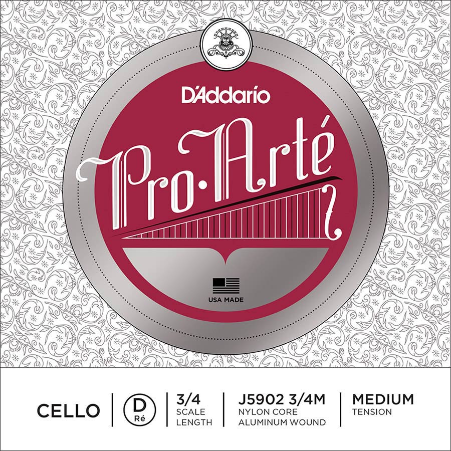 D'Addario J5902-34M Cellosnaar D-2 3/4 Zilver