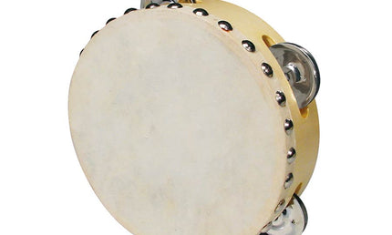 tambourine, rawhide skin, wood, 6", 4 zils