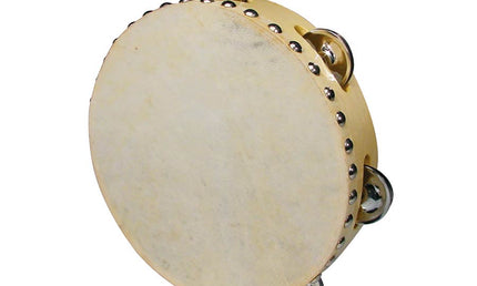 tambourine, rawhide skin, wood, 8", 5 zils