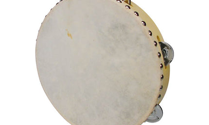 tambourine, rawhide skin, wood, 9", 6 zils