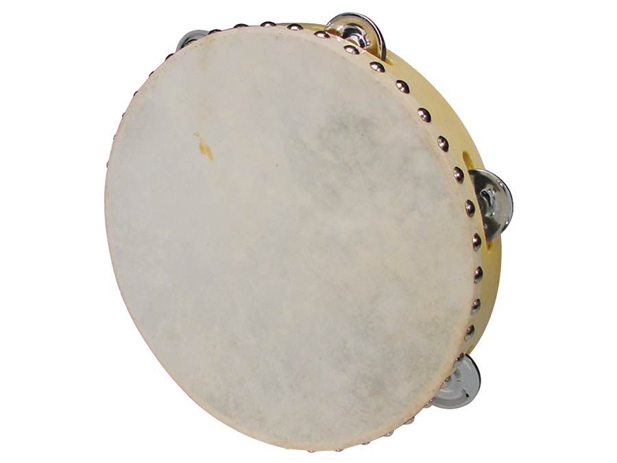 tambourine, rawhide skin, wood, 9", 6 zils