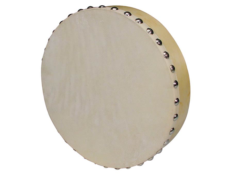 hand drum, rawhide skin, 8", wood, natural finish