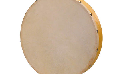 hand drum, rawhide skin, 10", wood, natural finish