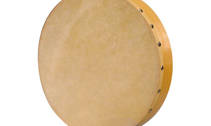 hand drum, rawhide skin, 12", wood, natural finish