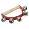 hand jingle bells, with handle, wood and leather, 5 bells of 25 mm.