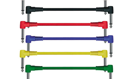 patch cables, mono, 6-pack, 6 colors, moulded angled jacks, 0.30 meter