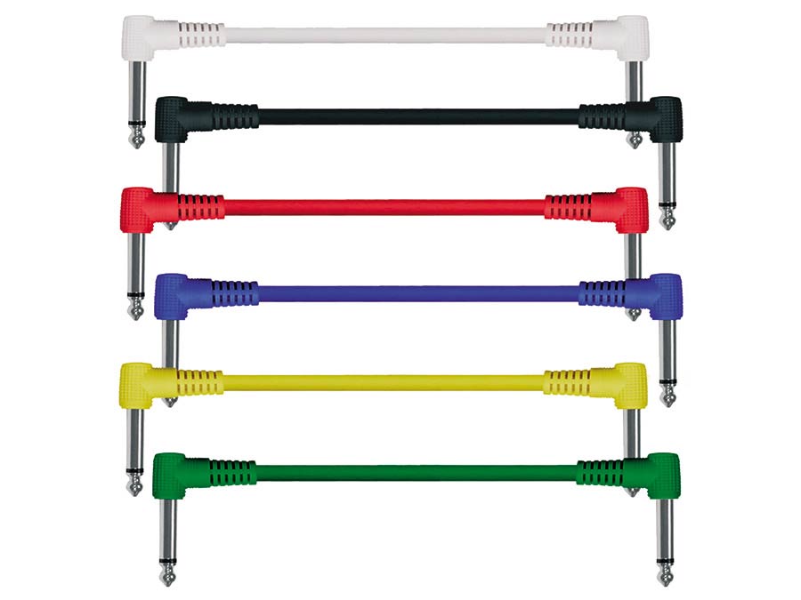 patch cables, mono, 6-pack, 6 colors, moulded angled jacks, 0.30 meter