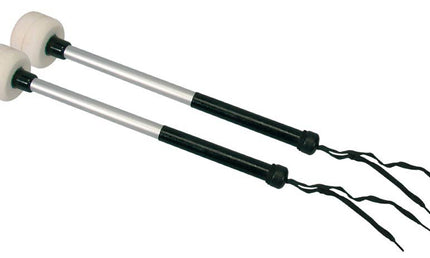 marching bass drum mallets, hard felt head (6,0 cm.), pair, aluminum shaft (30 cm.)