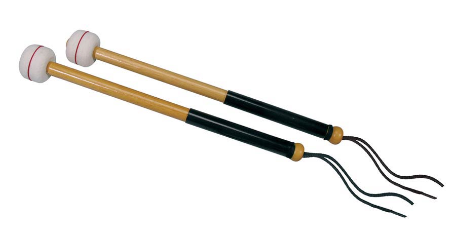 multi-tenor drum mallets, pair, hard felt head (4,0 cm), wooden shaft (30 cm.)