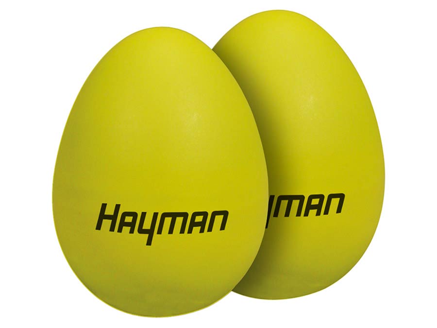 shaker eggs, plastic, pair, yellow, 45 grams