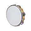 tambourine, plastic drum head, 8", 6 x 2 zils, wood grain plastic, tunable