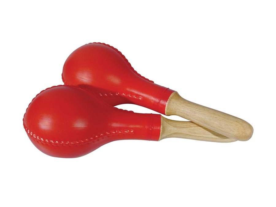 maracas, plastic, large model, pair, red