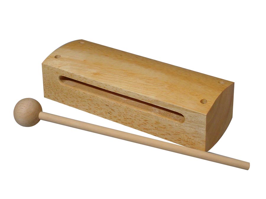 woodblock, rectangular, wood, with beater, 180x65x50 mm