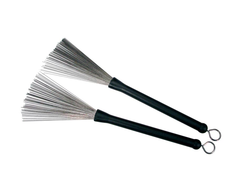 brushes, metal bristles, retractable, rubber handles