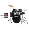 5-piece fusion drum kit, double braced stands, drum throne and cymbals included, black