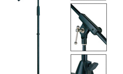 microphone stand, telesc.boom, black, max height 165cm