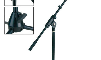 microphone stand, telesc.boom, black, max height 50cm