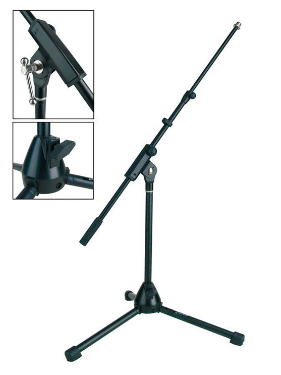 microphone stand, telesc.boom, black, max height 50cm