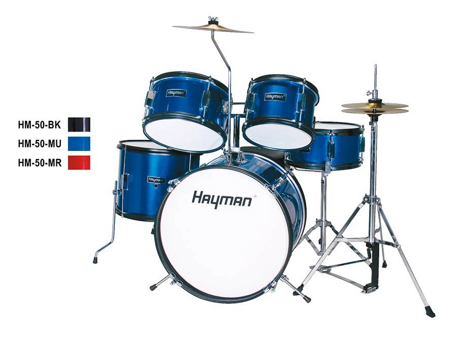 5-piece drum kit, drum throne and cymbals included, black