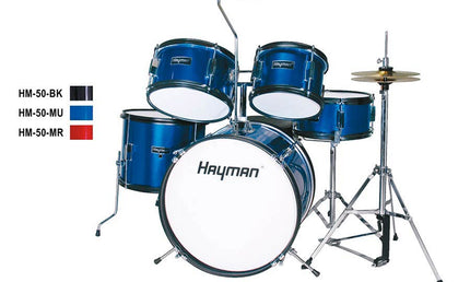 5-piece drum kit, drum throne and cymabls included, metallic blue