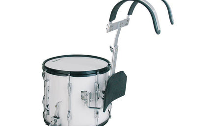 marching snare drum, white, with aluminum harness, 14 inch, 12 inch deep