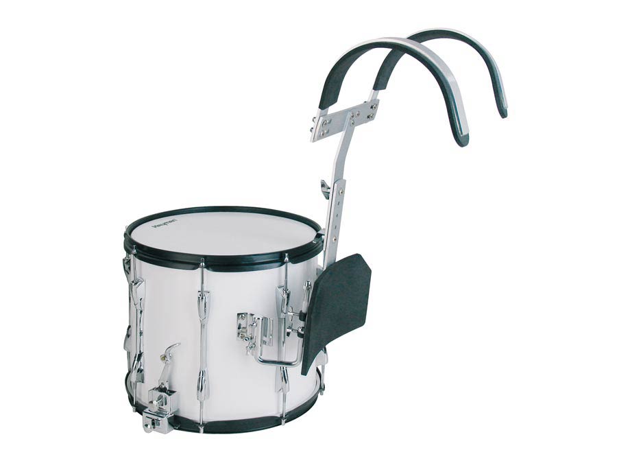 marching snare drum, white, with aluminum harness, 14 inch, 12 inch deep