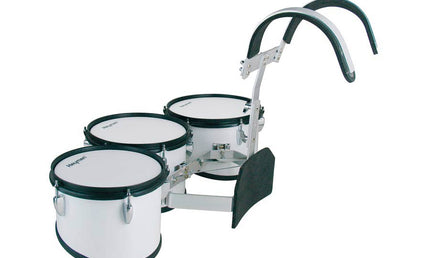 multi tenor trio drum, 10 inch + 11 inch + 12 inch, white, with aluminum harness