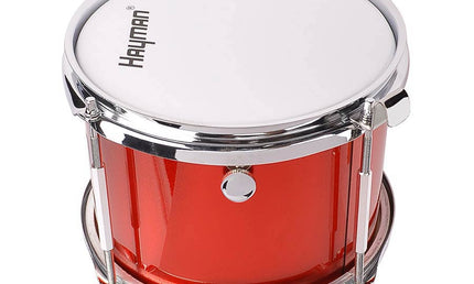 junior snare drum, metallic red, with sticks, belt and hook, 8 inch