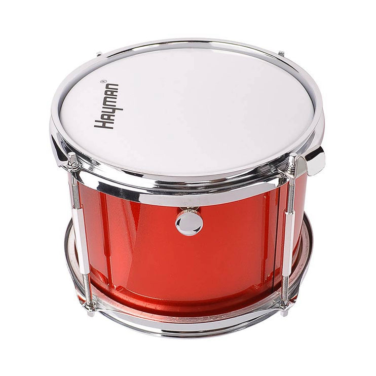 junior snare drum, metallic red, with sticks, belt and hook, 8 inch