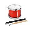 junior snare drum, metallic red, with sticks, belt and hook, 8 inch