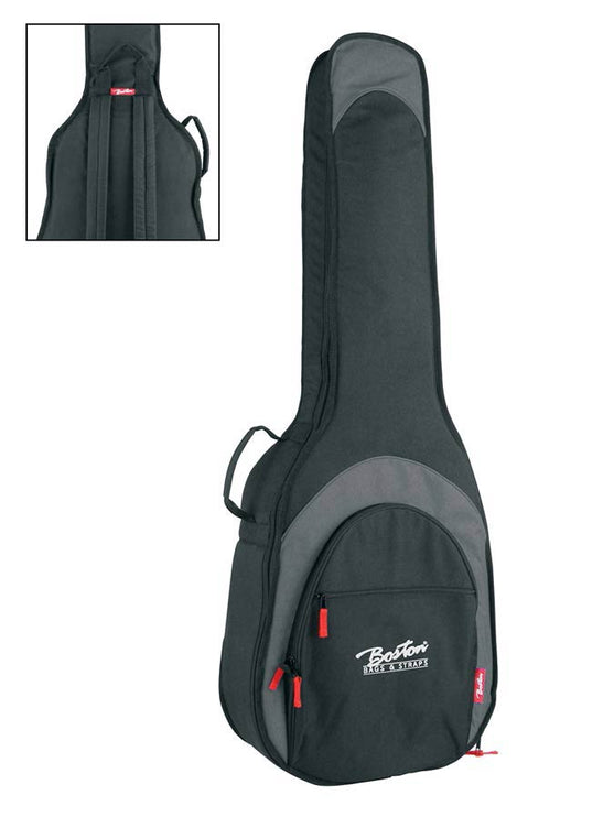 Boston - AB-25-BG - Gig Bag For Acoustic Bass Guitar, 25 Mm. Padding, Multiple Pockets, Black And Grey