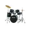 5-piece jazz drum kit, double braced stands, drum throne and cymbals included, black