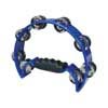 half moon tambourine, no drum head, plastic, blue