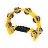 half moon tambourine, no drum head, plastic, yellow