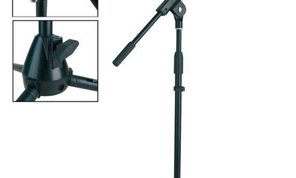 microphone stand, with boom, black, max height 100cm