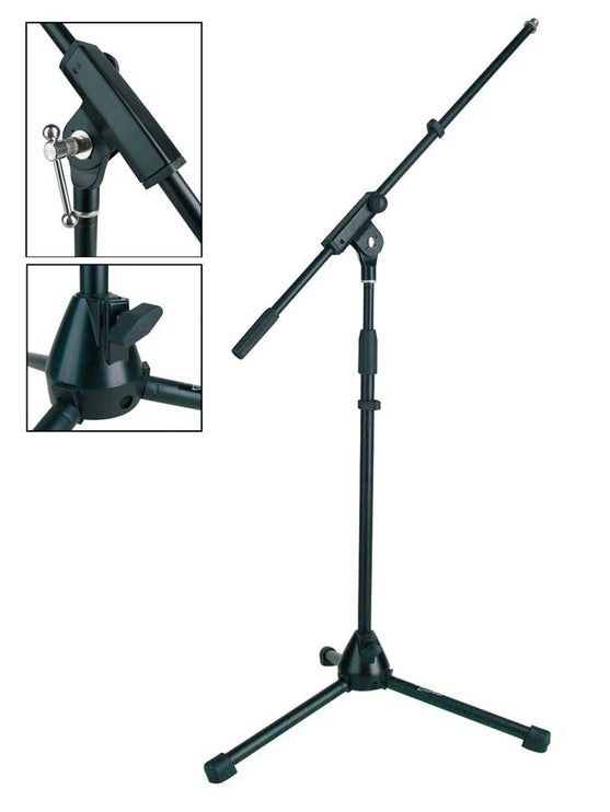 microphone stand, with boom, black, max height 100cm