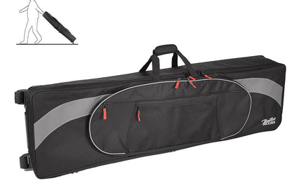 stage piano bag, 25 mm. padded, black & grey, with wheels, 1400 x 380 x 165 mm.